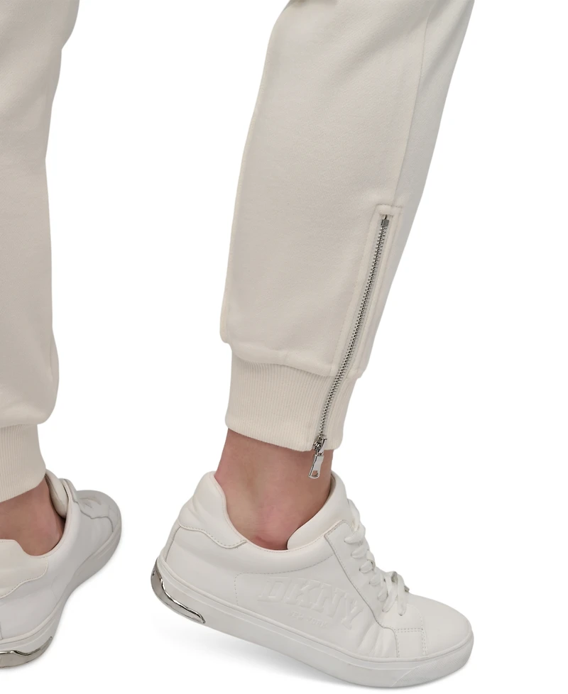 Dkny Sport Women's Zip-Cuff High-Rise Cotton Joggers