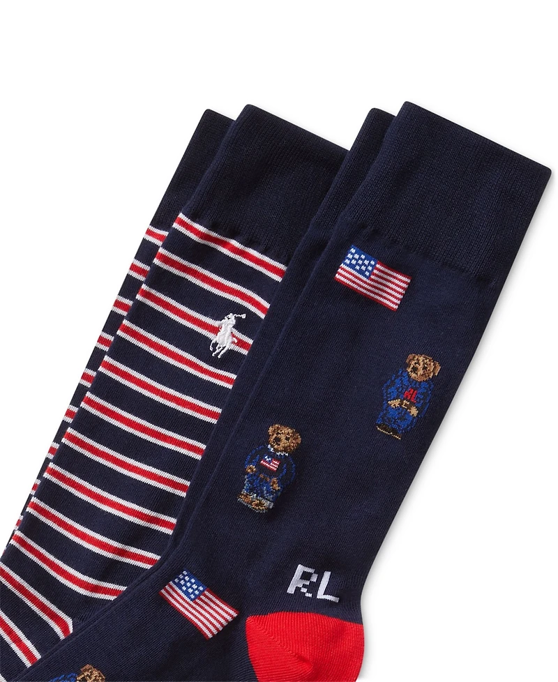 Polo Ralph Lauren Men's 2-Pk. Americana Bear Socks
