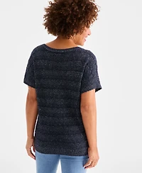 Style & Co Women's Lurex Shine Pointelle Dolman-Sleeve Sweater, Exclusively at Macy's
