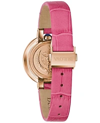 Bulova 150th Anniversary Women's Rubaiyat Pink Leather Strap Watch 31mm