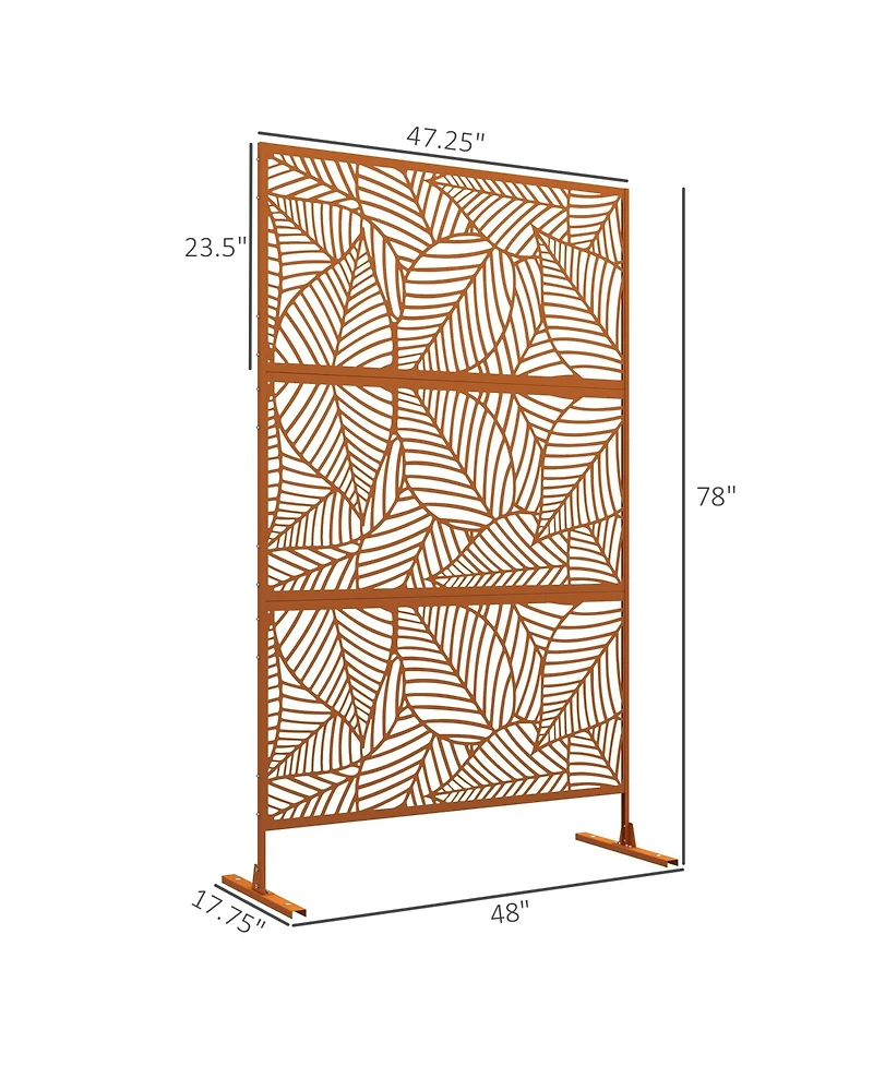 Outsunny Metal Privacy Screen 6.5' Outdoor Divider Leaf Motif,