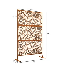 Outsunny Metal Privacy Screen 6.5' Outdoor Divider Leaf Motif,