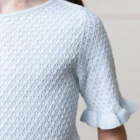 Hope & Henry Girls' Organic Short Sleeve Ruffle Edge Sweater Knit Top, Kids