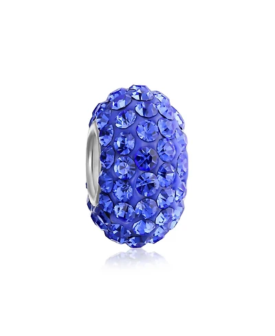 Bling Jewelry Solid Color Pave Crystal Spacer Bead Charm Bracelet with Sterling Silver Core
