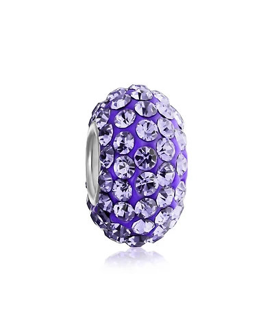 Bling Jewelry Solid Color Pave Crystal Spacer Bead Charm Bracelet with Sterling Silver Core
