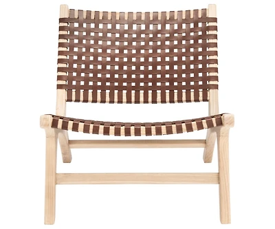 Luna Leather Woven Accent Chair