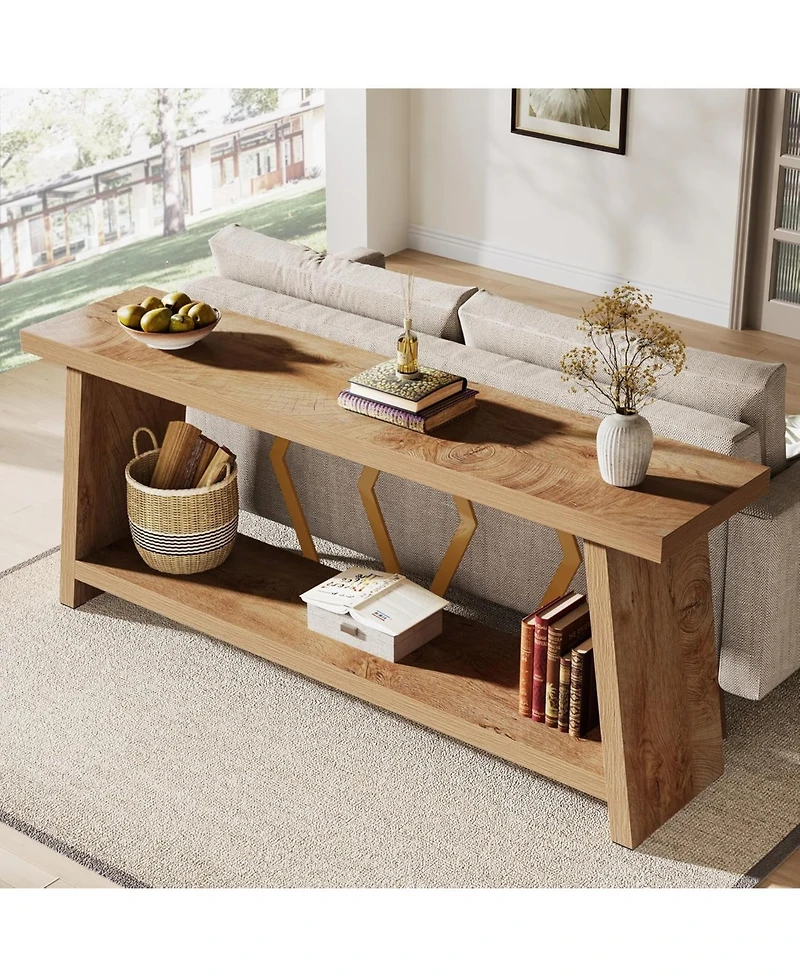 Tribesigns 70.86-Inch Long Sofa Table for Living Room, 2-Tier Narrow Console Table with Storage, Wood Foyer Entryway Couch Table for Hallway, Entrance