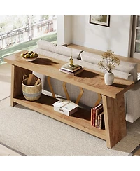 Tribesigns 70.86-Inch Long Sofa Table for Living Room, 2-Tier Narrow Console Table with Storage, Wood Foyer Entryway Couch Table for Hallway, Entrance