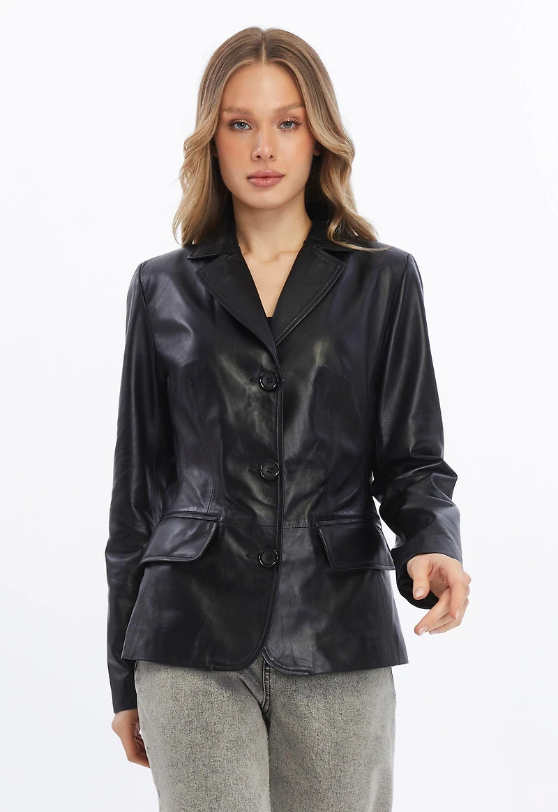 Furniq Uk Women's Leather Blazer