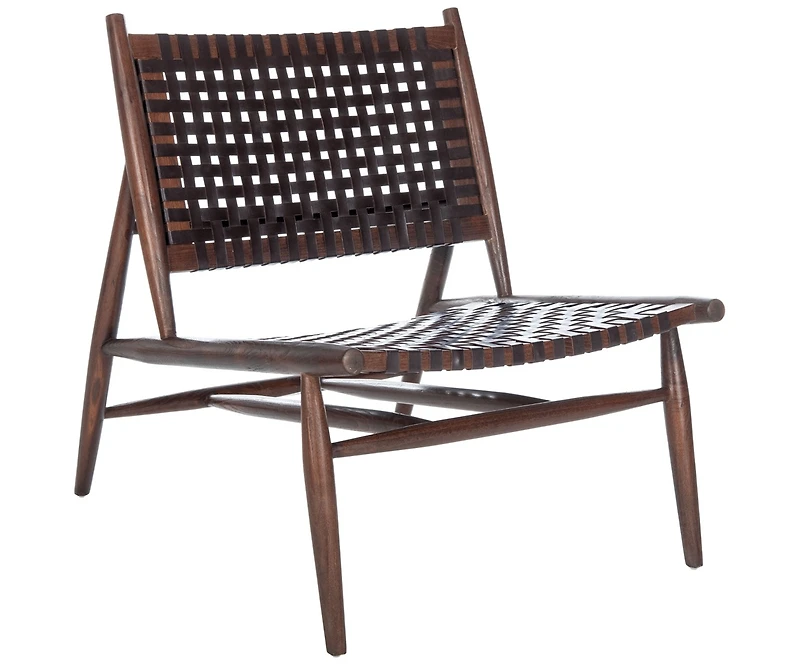 Soleil Leather Woven Accent Chair