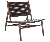 Soleil Leather Woven Accent Chair