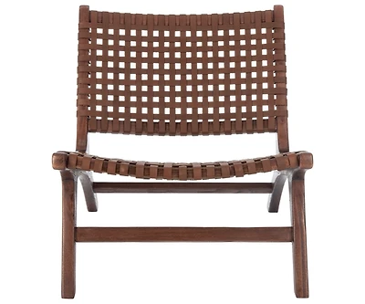 Luna Leather Woven Accent Chair