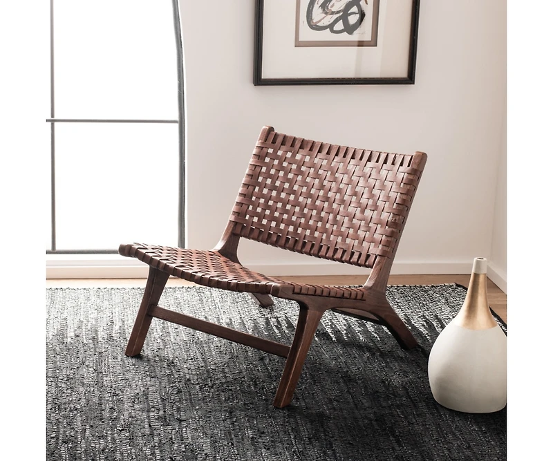 Luna Leather Woven Accent Chair