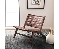 Luna Leather Woven Accent Chair