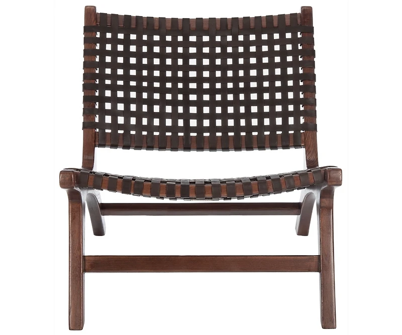 Luna Leather Woven Accent Chair