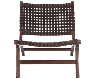Luna Leather Woven Accent Chair