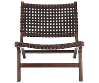 Luna Leather Woven Accent Chair