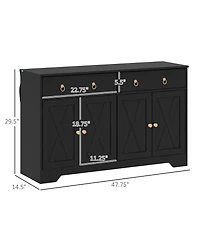 Homcom Kitchen Storage Sideboard, Buffet Cabinet with Barn Doors,