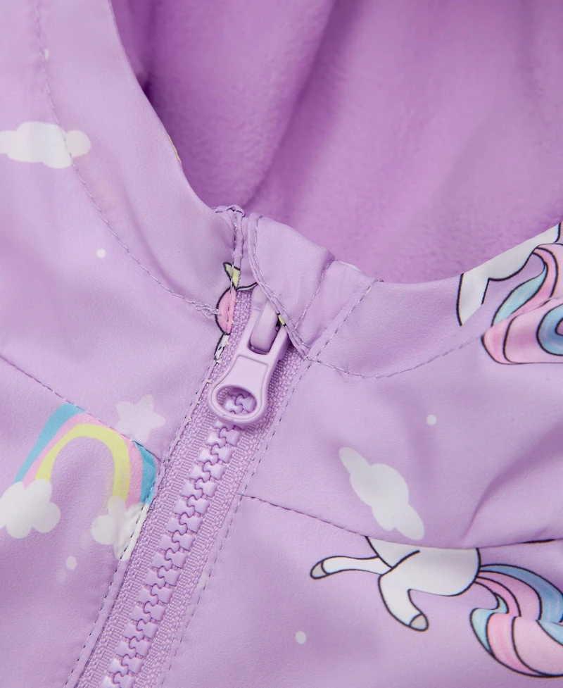 Rokka&Rolla Toddler Girls Fleece Lined Windbreaker Rain Jacket