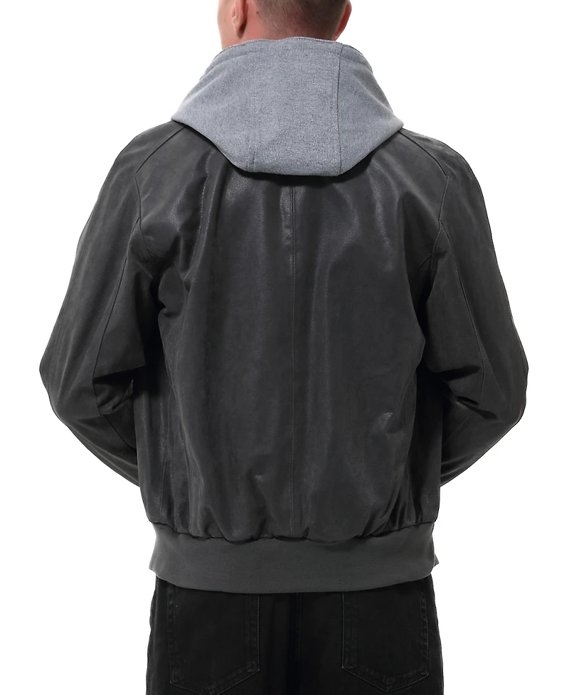 Bgsd Men Civic Distressed Leather Bomber Jacket