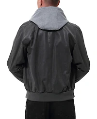 Bgsd Men Civic Distressed Leather Bomber Jacket