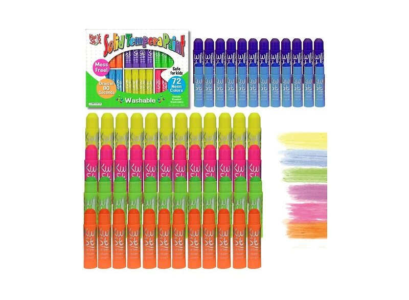 Kwik Stix Solid Tempera Paint Sticks Class Pack 72/Pkg-Neon Colors,