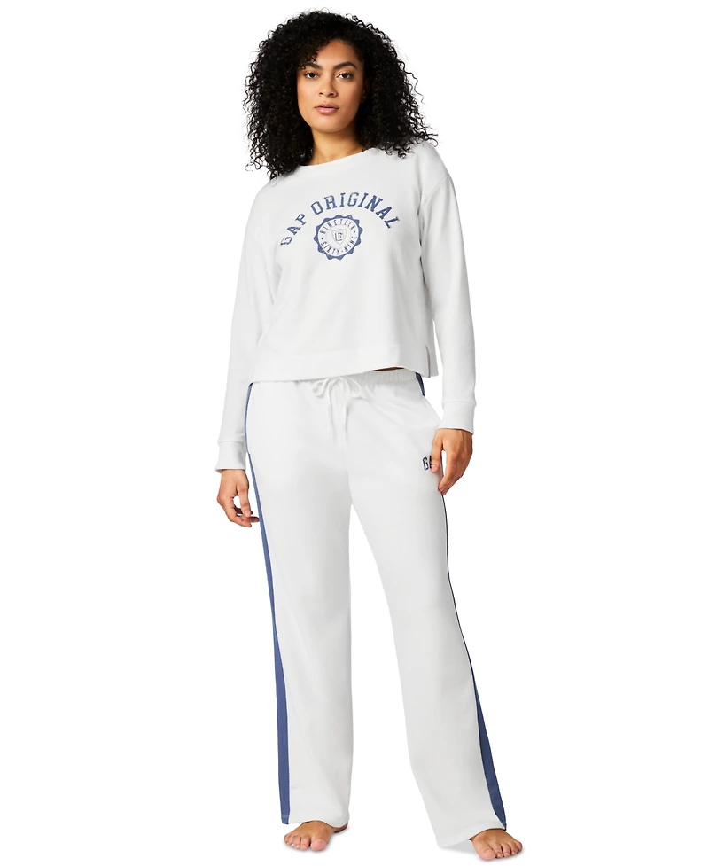 Gap Women's French Terry Crewneck Logo Pajama Top - Exclusively at Macy's