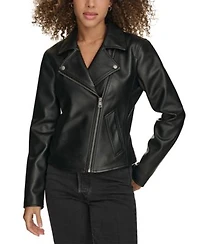 Levis Womens Faux Leather Asymmetric Zip Moto Jacket