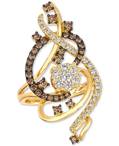 Le Vian Crazy Collection Chocolate Diamond & Nude Diamond Swirl Statement Ring (1-1/2 ct. t.w.) in 14k Rose Gold