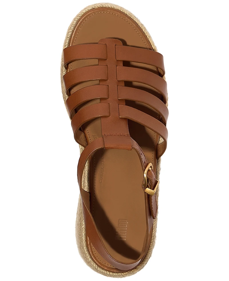 FitFlop Women's Platform Espadrille Leather Wedge Sandals