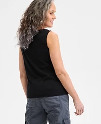 Style & Co Petite Notch Neck Sleeveless Knit Top, Macy's Exclusive