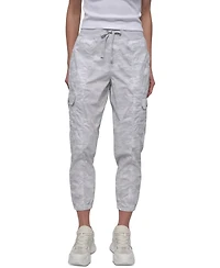 Dkny Sport Women's Cotton Ribbed-Waist Jogger Cargo Pants