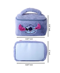 Disney Stitch Fluffy Travel Cosmetic Bag - Cute Plush Makeup Cosmetic Jewelry Case