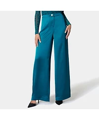 Bebe Women's High Waist Satin Wide Leg Pant