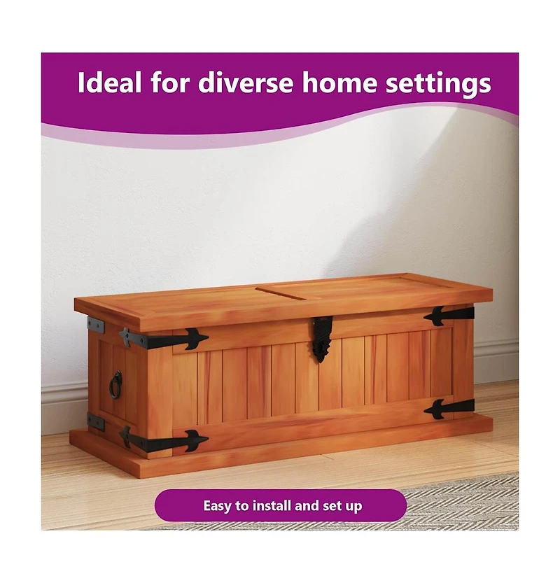 Storage Chest 31.1"x13.4"x12.6" Solid Acacia Wood