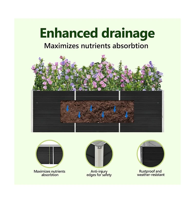 Garden Raised Bed Galvanized Steel 94.5"x15.7"x30.3" Anthracite