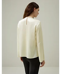 Silk Ruched-Neck Top for Women