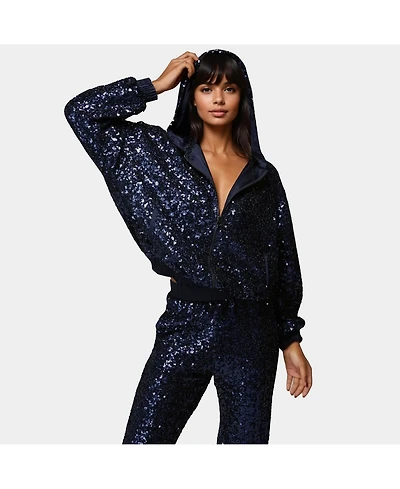 Bebe Women's Bebe X Ciara Sequin Hoodie Jacket