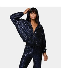 Bebe Women's Bebe X Ciara Sequin Hoodie Jacket