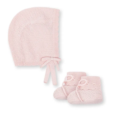 Hope & Henry Baby Boys Organic Sweater Bonnet and Bootie 2-Piece Set