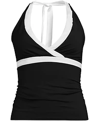 Lands' End Women's Long Torso V-Neck Halter Tankini Top