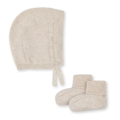 Hope & Henry Baby Boys Organic Sweater Bonnet and Bootie 2-Piece Set