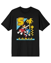 Sonic the Hedgehog Men's Classic S Color Art Crew Neck Short Sleeve Black