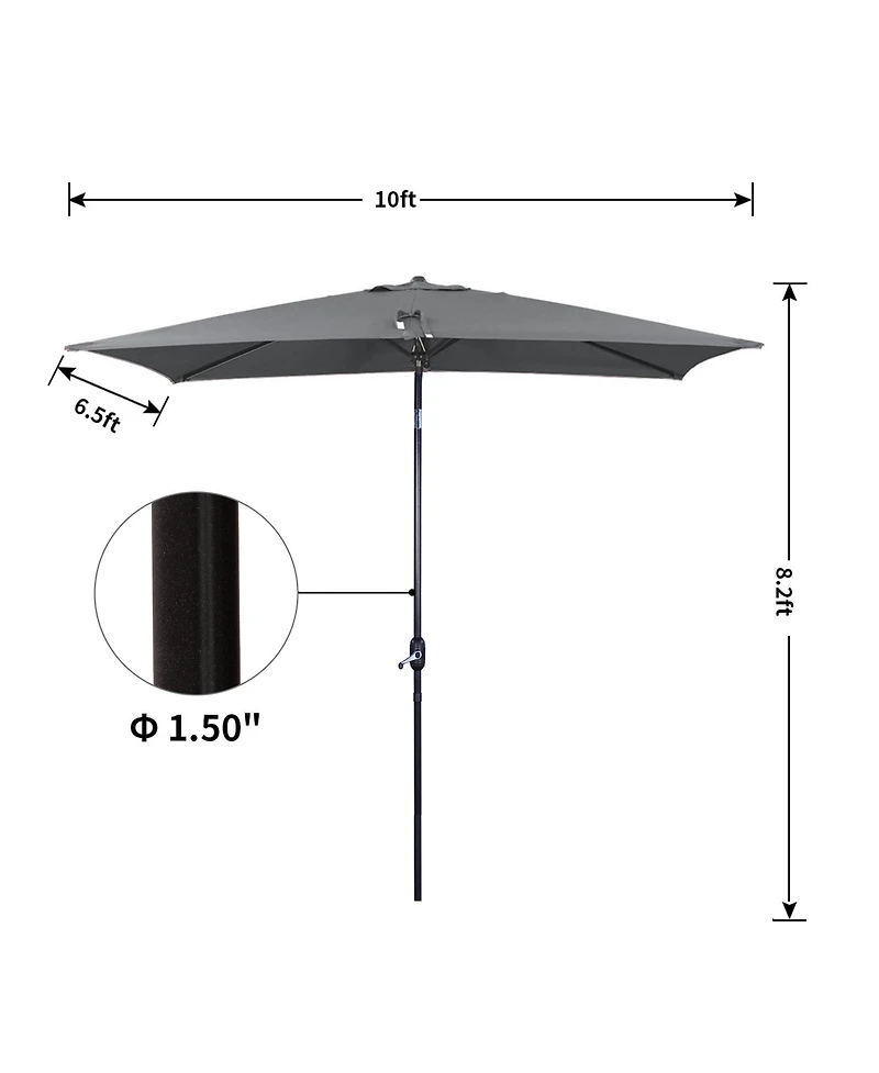 10 ft. x 6.5 Rectangular Market Umbrella with Waterproof and Uv Resistant Navy Blue
