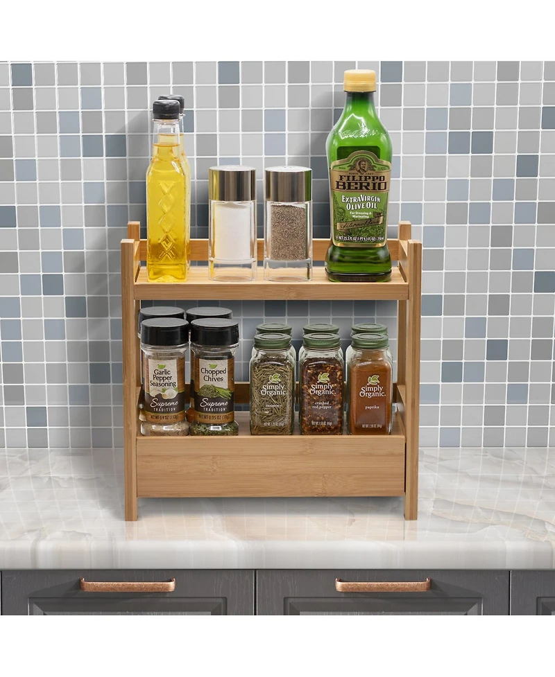 Sorbus 2-Tier Bamboo Kitchen Countertop Organizer - ideal for storage and display, stores your favorite spices, seasonings, and household items