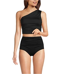 Lands' End Women's Long Torso Ruched One Shoulder Midkini Top