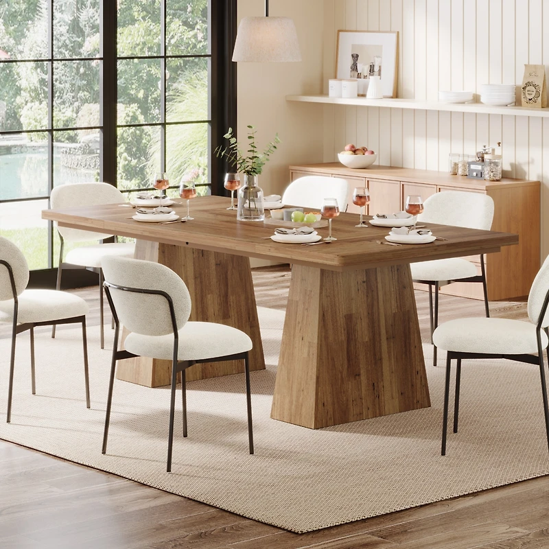 Tribesigns 63-Inch Farmhouse Dining Table, Table for 6 People, Wood Rustic Dinner Rectangular Kitchen