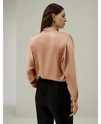 Lilysilk Women's Bat Sleeve Silk Top with Adjustable Neck Tie