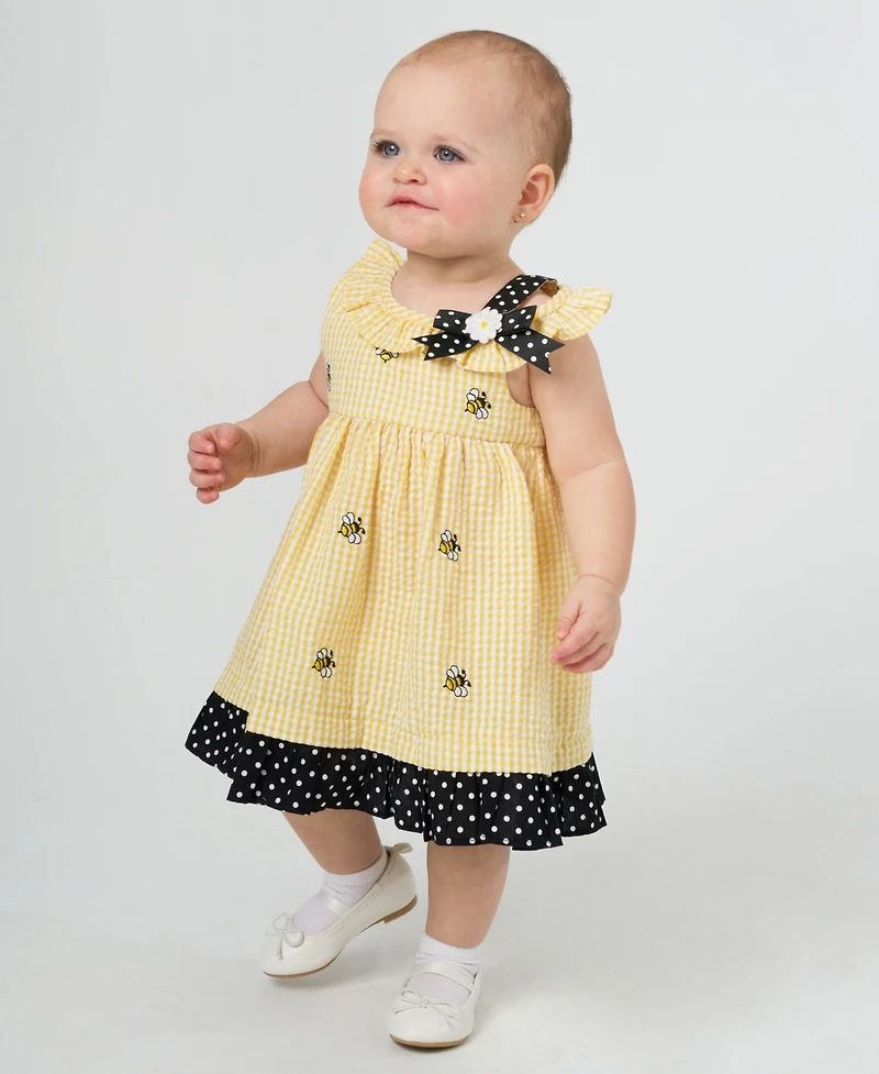 Rare Editions Baby Girls Bumble Bee Seersucker Dress