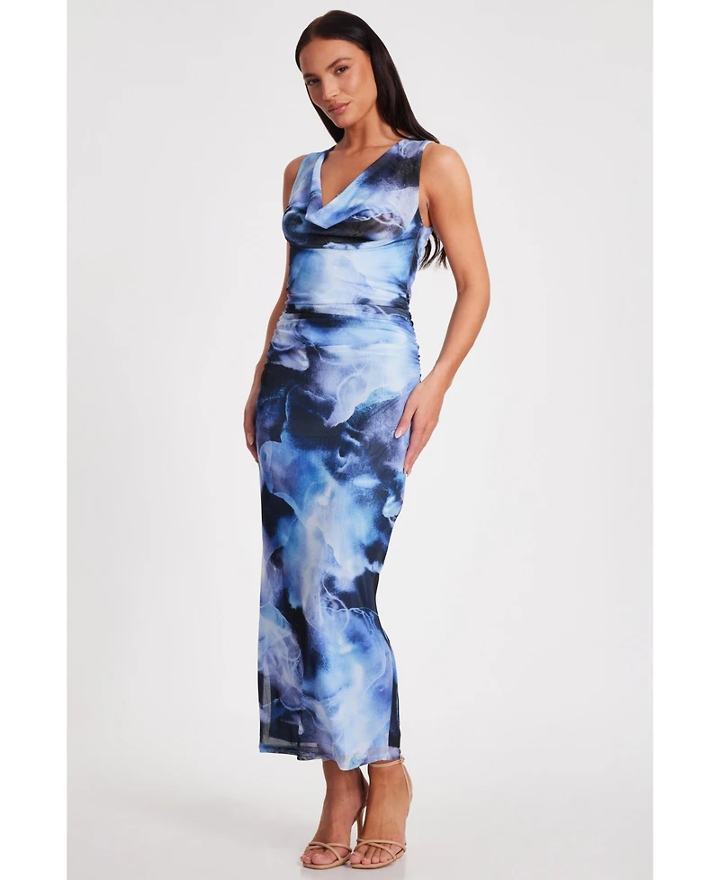 Quiz Women's Mesh Cowl Back Maxi Dress